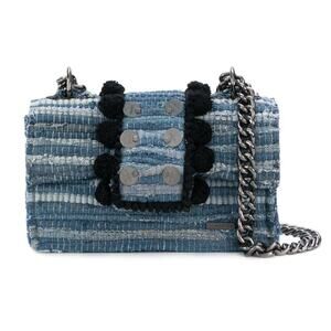 Kooreloo New Yorker Soho Shoulder Bag Denim Flap Bag Silver Chain Strap